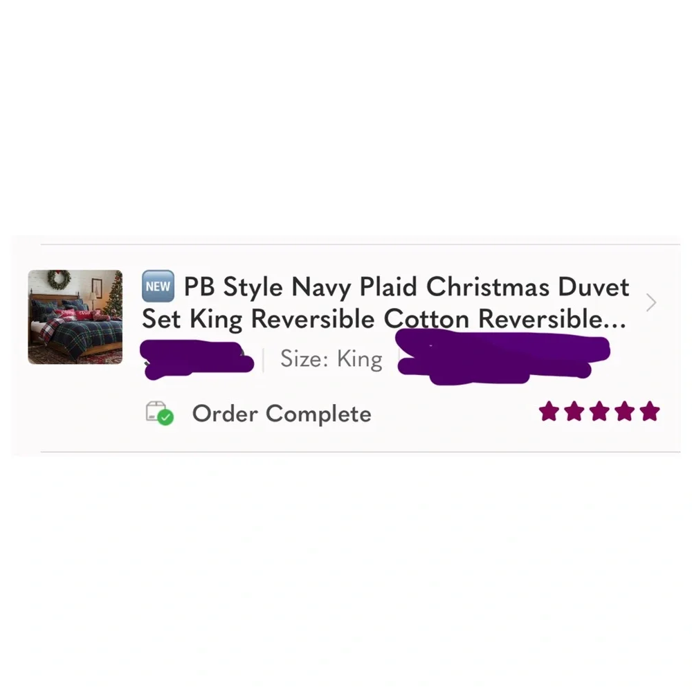🆕 PB Style Navy Plaid Queen Duvet Set Stewart Christmas Cotton 3 Piece NEW